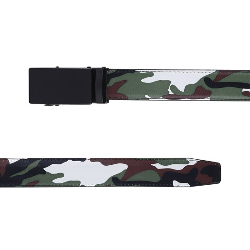 Men White & Brown Printed Autolock Belt